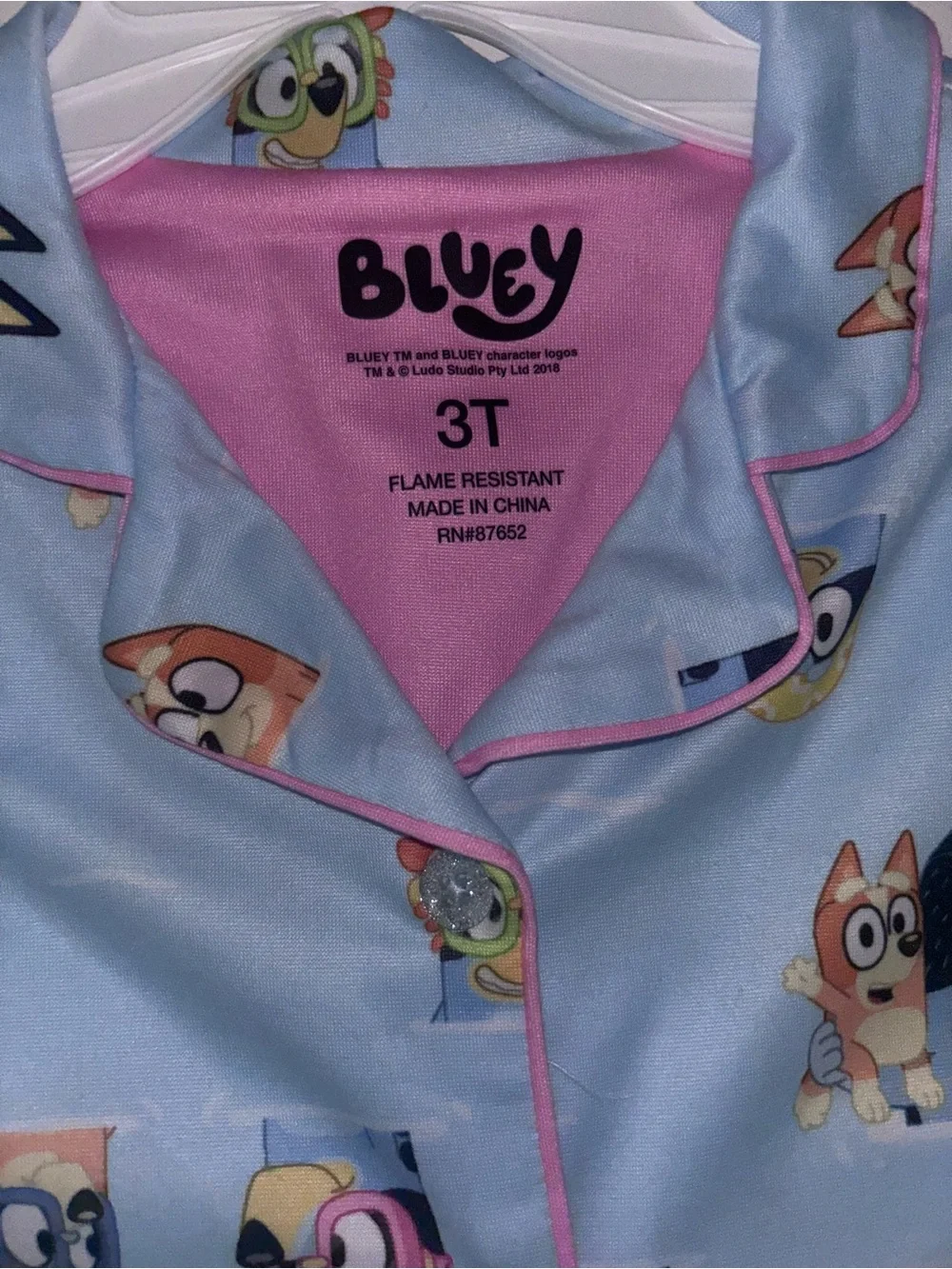 Blue 'Bluey' Short Sleeve Kids Pajama Set Toddler Girls 2T 3T
